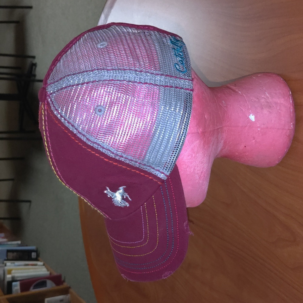 Catchfly Rodeo Embroidered Trucker Mesh Strap-on Distressed Hat Cap - Picture 4 of 11